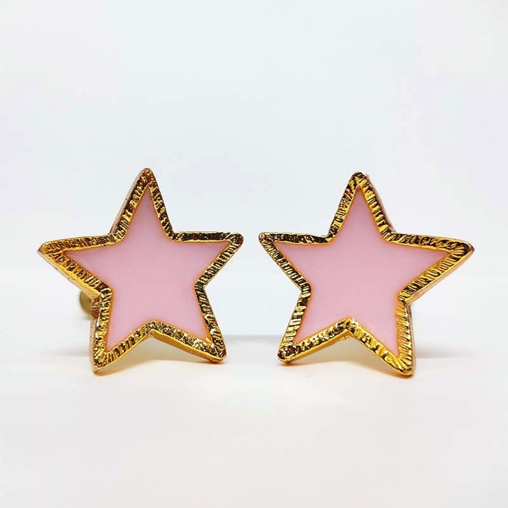 Pink Handmade Brass Star Knob
